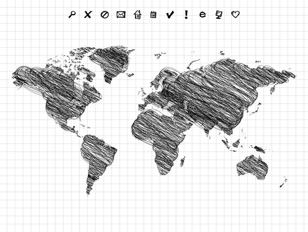 Mapamundi de dibujo, dibujo a lápiz — Vector stock © Kudryashka ...