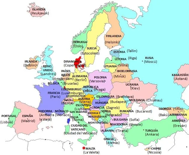 Mapamundi de europa con nombres - Imagui