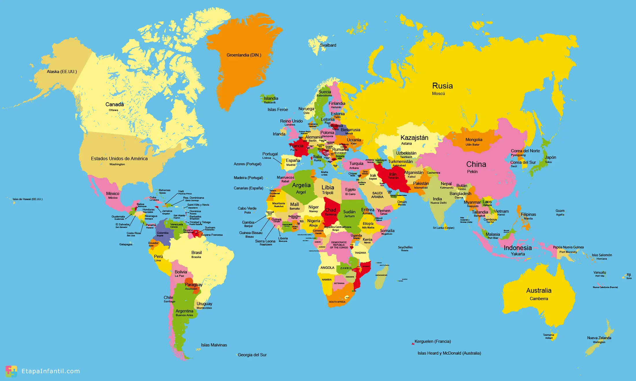 Mapamundi: Los 7 mapas del mundo temáticos más utilizados - Etapa Infantil Mapamundi: Los 7 mapas del mundo temáticos más utilizados - Etapa Infantil