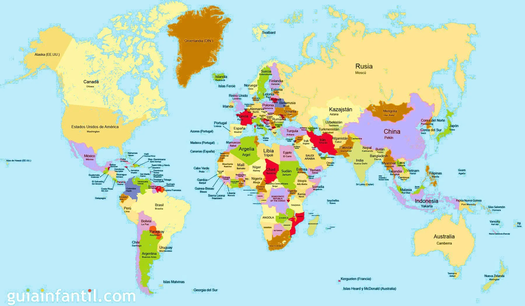 Mapamundi para niños de primaria - 5 mapas temáticos del mundo Mapamundi para niños de primaria - 5 mapas temáticos del mundo