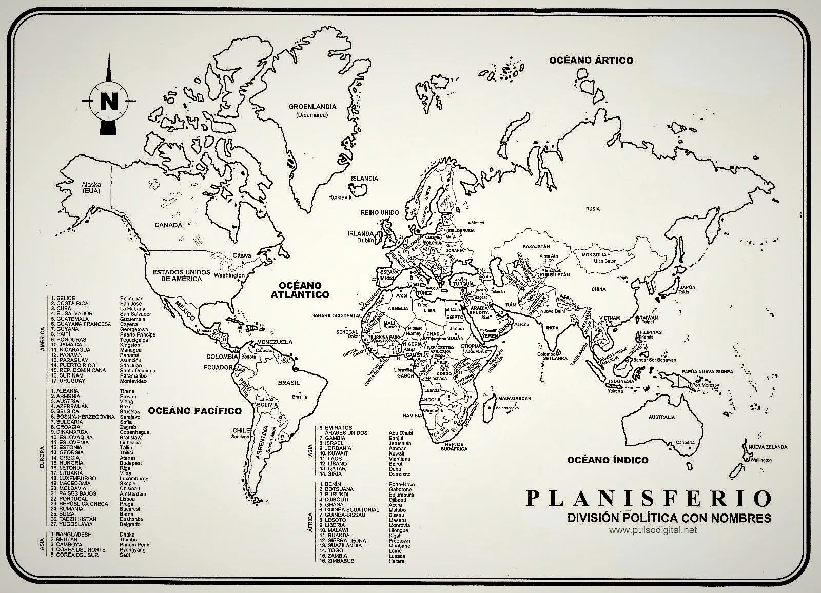 ▷ Mapamundis políticos para imprimir | Mapas del mundo de todo tipo ▷ Mapamundis políticos para imprimir | Mapas del mundo de todo tipo