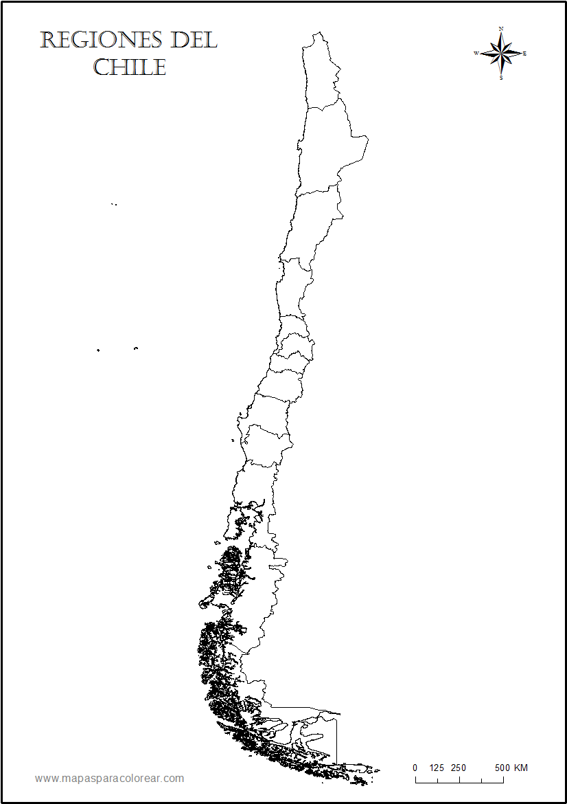 Mapas de Chile para colorear