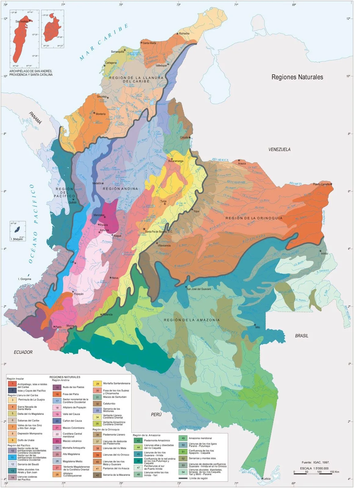 Mapas de Colombia: Mapa de colombia con sus regiones Mapas de Colombia: Mapa de colombia con sus regiones