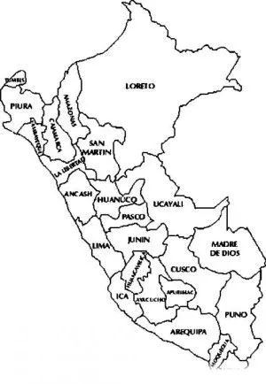 mapa del Peru para colorear