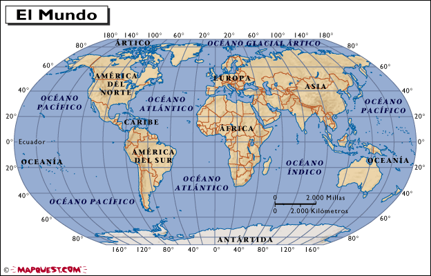 Mapas Continentales y Regionales del Mundo