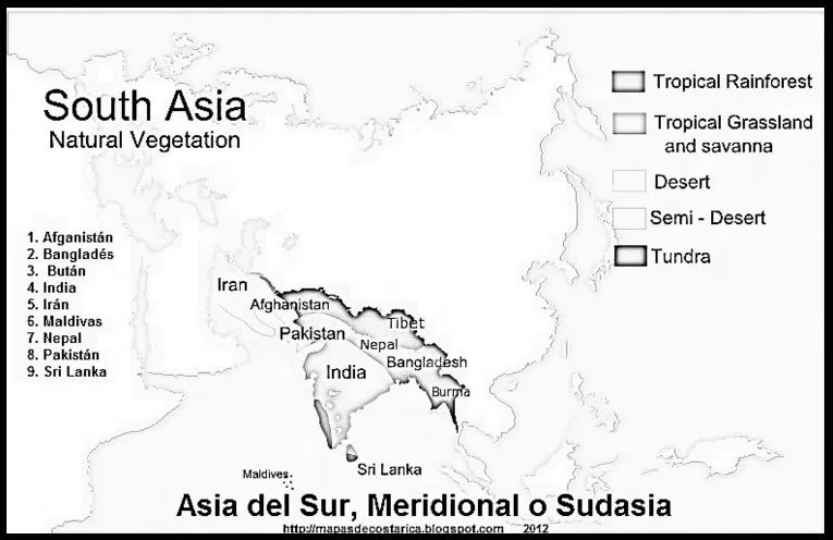 ASIA DEL SUR, MERIDIONAL O SUDASIA | MAPAS DE