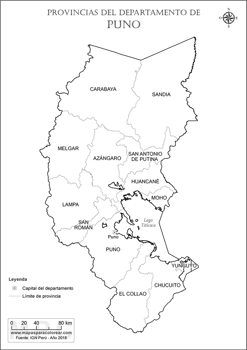 Mapas departamento de Puno para colorear