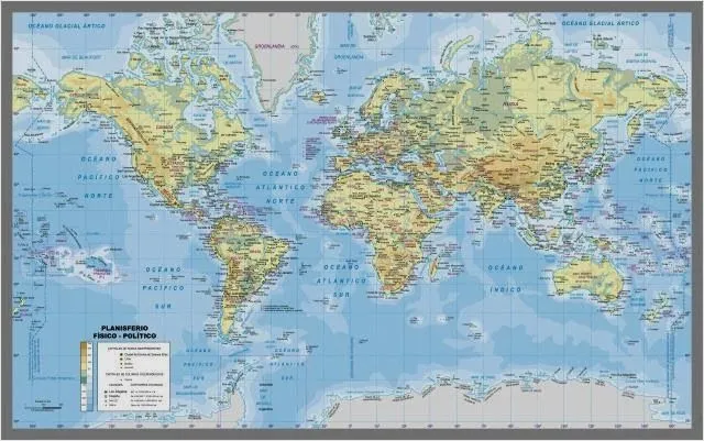 Mapas Escudos Banderas: Planisferio Físico Politico Mapas Escudos Banderas: Planisferio Físico Politico