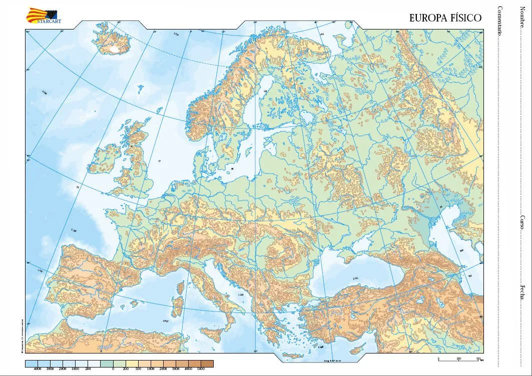 Mapas físicos de los continentes