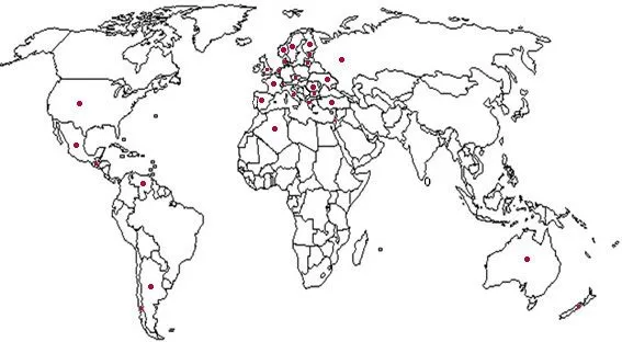 Destinos: Mapa del mundo