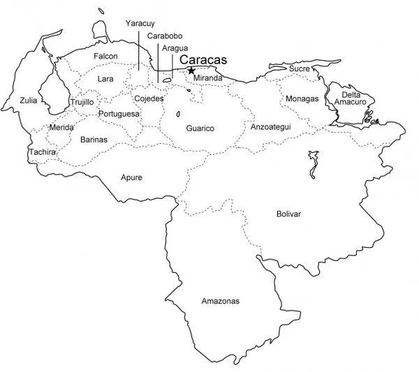 Mapas de Venezuela para colorear y descargar | Colorear imágenes Mapas de Venezuela para colorear y descargar | Colorear imágenes