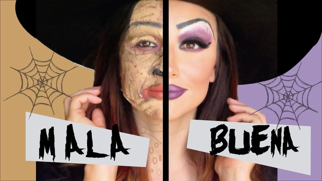 MAQUILLAJE PARA HALLOWEEN bruja buena y bruja mala - YouTube