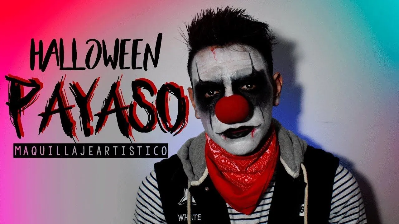 MAQUILLAJE HALLOWEEN HOMBRE FACIL - PAYASO - YouTube