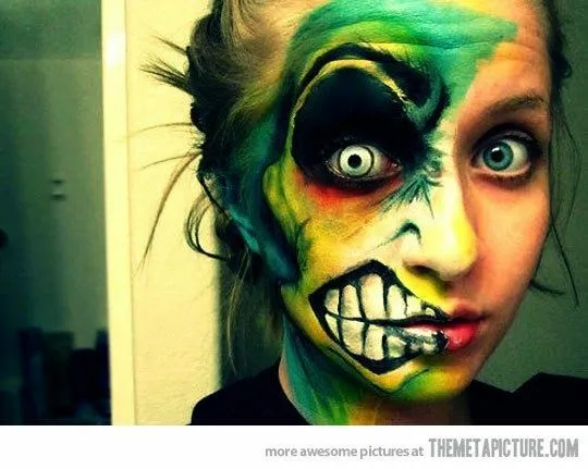 maquillaje de monstruos y terror para niños halloween - Disfraz casero