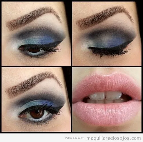 Maquillaje de ojos en blanco, verde antracita y azul ahumado ... Maquillaje de ojos en blanco, verde antracita y azul ahumado ...