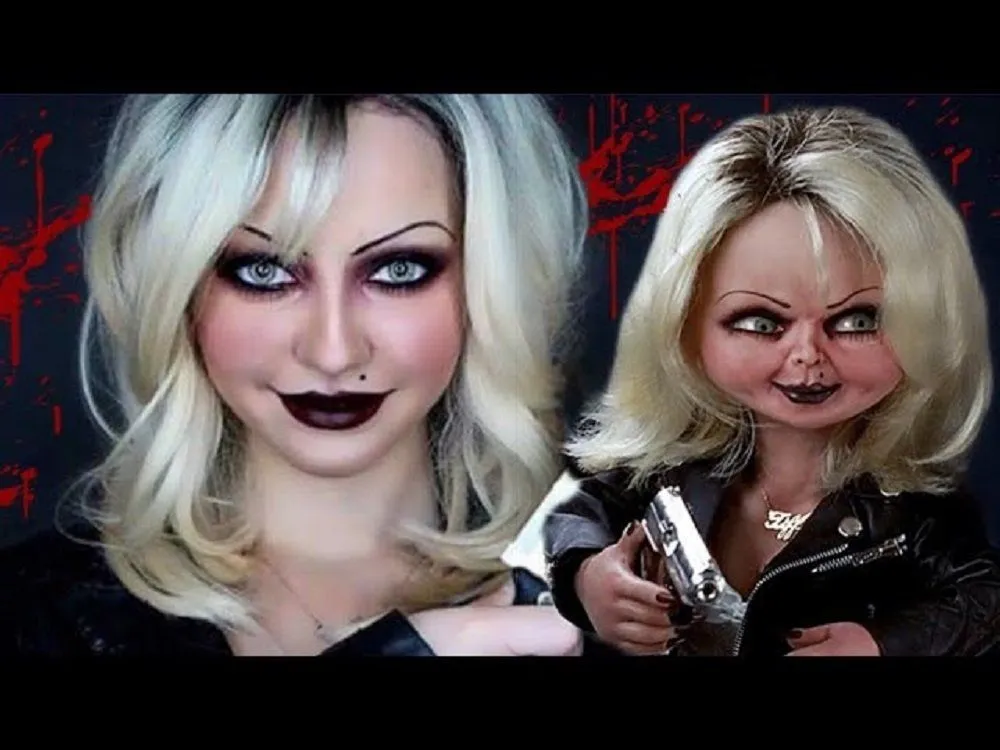 Maquillaje de Tiffany la novia de chuky para Halloween 2022 Maquillaje de Tiffany la novia de chuky para Halloween 2022