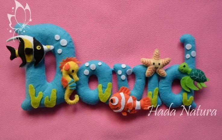 Bajo del mar, nuevo nombre en fieltro para David, con animalitos ...