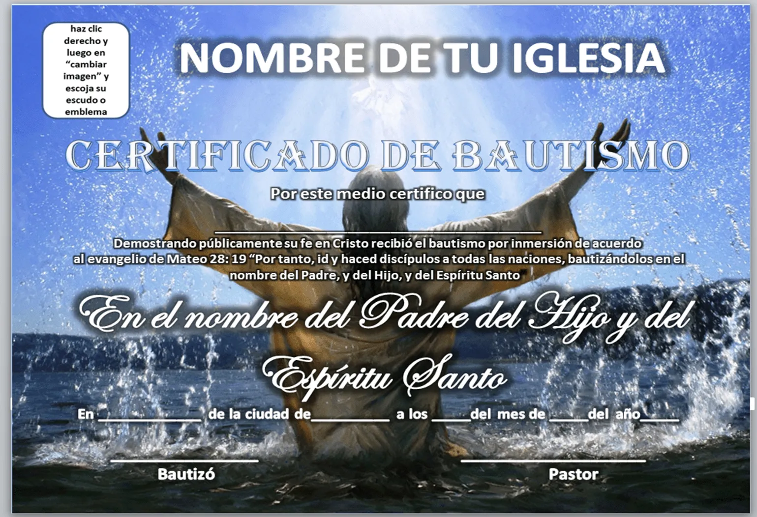 Mar de Vida Abundante: CERTIFICADOS DE BAUTISMO PARA DESCARGAR