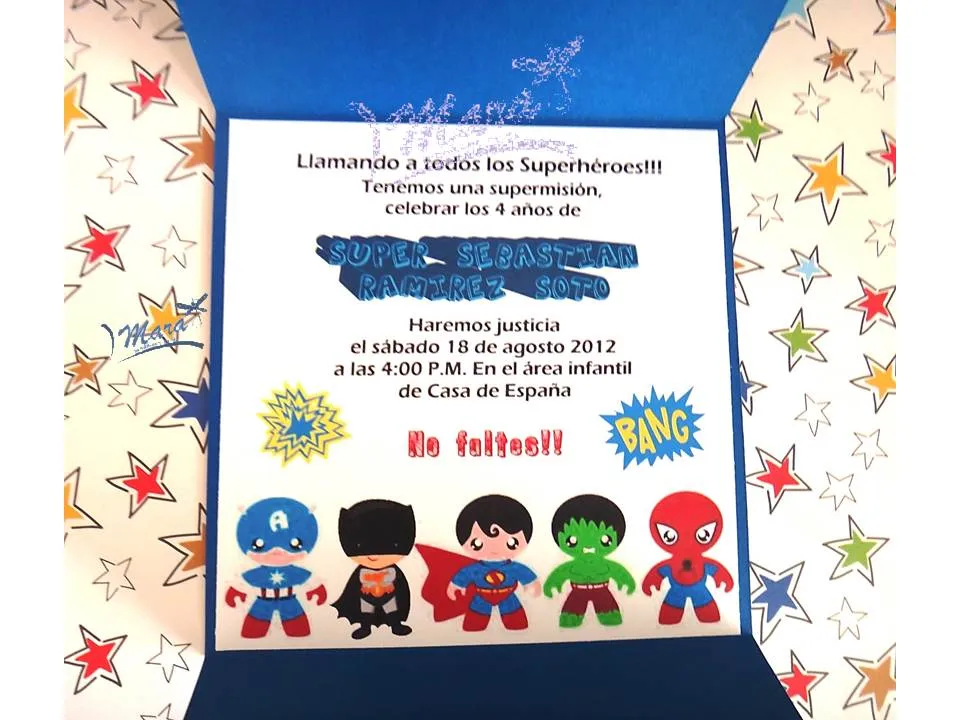 Mara Handmade Cards: INVITACION SUPERHEROES