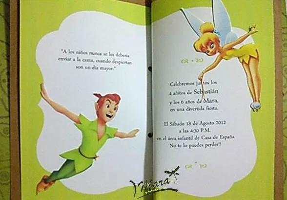 Mara Handmade : INVITACIONES TINKERBELL Y PETER PAN