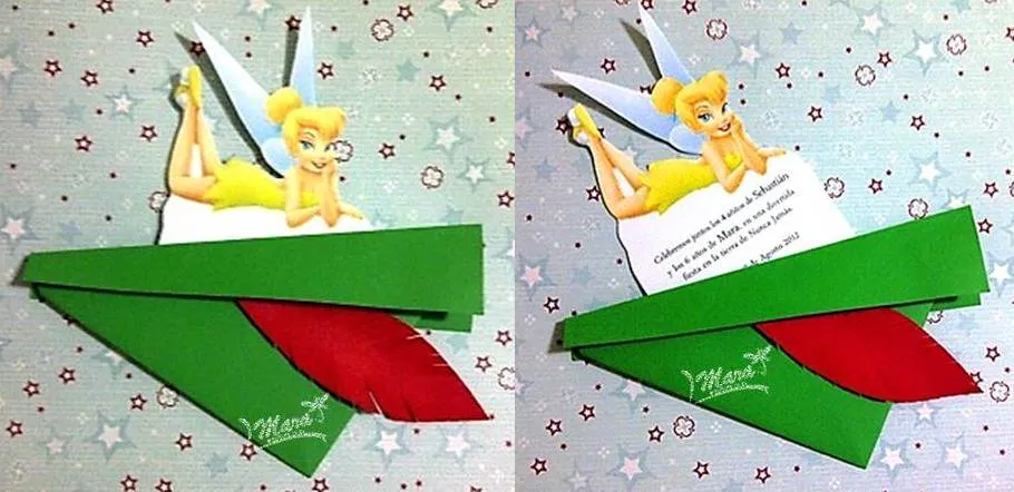 Mara Handmade : INVITACIONES TINKERBELL Y PETER PAN