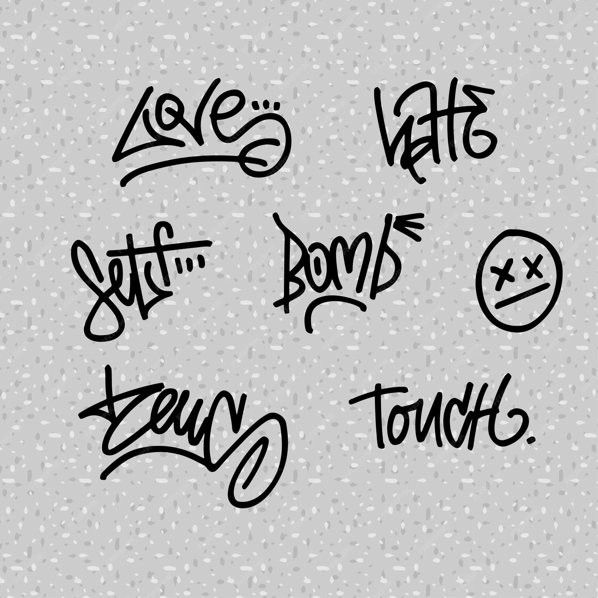 Marcador graffiti estilo grunge etiqueta conjunto de letras inscripciones palabras amor odio auto toque bomba moda y | Vector Premium Marcador graffiti estilo grunge etiqueta conjunto de letras inscripciones palabras amor odio auto toque bomba moda y | Vector Premium