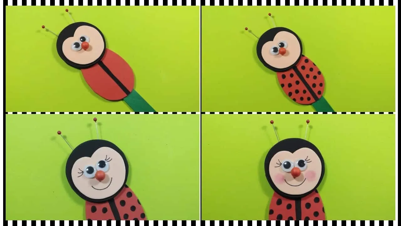 Cómo hacer un marcapáginas de mariquita de goma eva para niños | Manualidades On Cómo hacer un marcapáginas de mariquita de goma eva para niños | Manualidades On