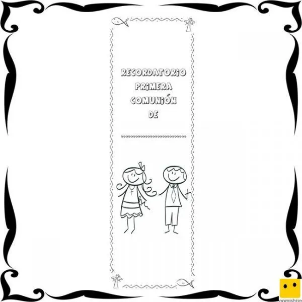Marcapáginas niños. Recordatorios Primera Comunión para pintar