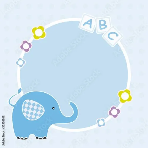 Marco bebé, de color azul, con un elefante." Imágenes de archivo y ... Marco bebé, de color azul, con un elefante." Imágenes de archivo y ...