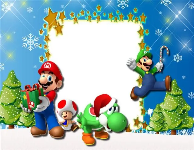 Marco digital navideño inspirado en Super Mario Bros - Frames Marco digital navideño inspirado en Super Mario Bros - Frames