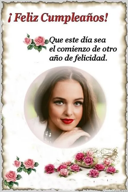Marco de Feliz Cumpleaños con rosas | Marcos para Fotos Gratis