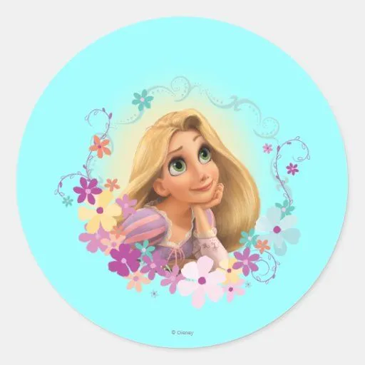 Marco de la flor de Rapunzel Etiqueta Redonda | Zazzle
