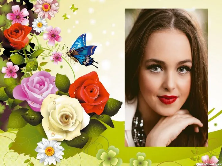 Marco para fotos con flores y mariposa | Marcos para Fotos Gratis Marco para fotos con flores y mariposa | Marcos para Fotos Gratis