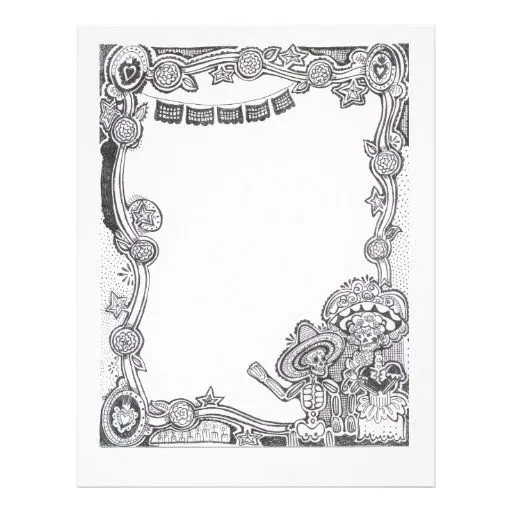 Marco de Dia De Los Muertos Skeleton - Plantilla De Membrete | Zazzle Marco de Dia De Los Muertos Skeleton - Plantilla De Membrete | Zazzle