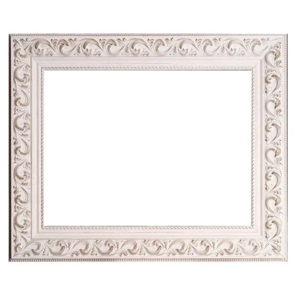 Marco con talla blanco decapado. Moldura de madera de 7 cm. de ...