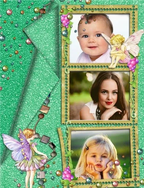 Marco de angelitos para tres fotos | Marcos para Fotos Gratis