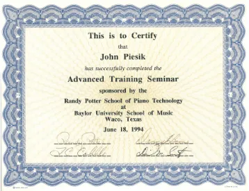 Biography - Piesik Piano Service - Piano Tuning & Repair Biography - Piesik Piano Service - Piano Tuning & Repair