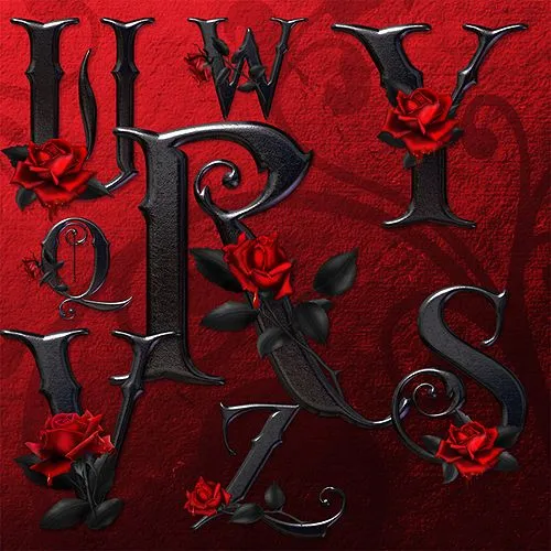 Marcos para fotos Gratis.: Alfabeto Gótico Rosas Rojas en Png. Marcos para fotos Gratis.: Alfabeto Gótico Rosas Rojas en Png.