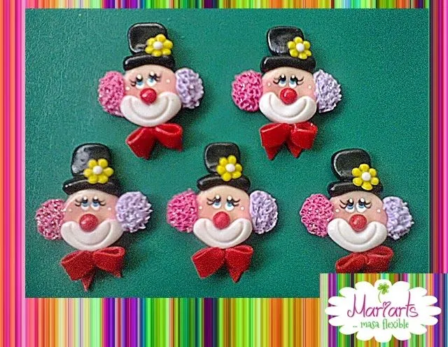 Mariarts Masa Flexible: Apliques para lazos!!! Caritas de payasos...