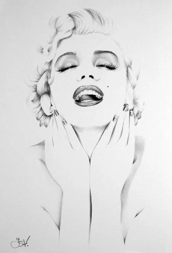 Marilyn Monroe lápiz dibujo arte firmado imprimir por IleanaHunter