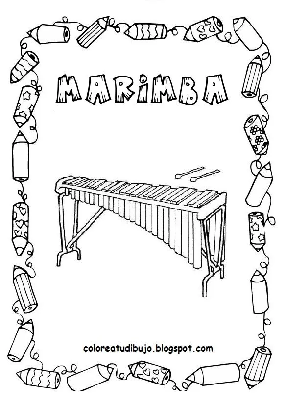 Marimba grande para colorear - COLOREA TUS DIBUJOS Marimba grande para colorear - COLOREA TUS DIBUJOS