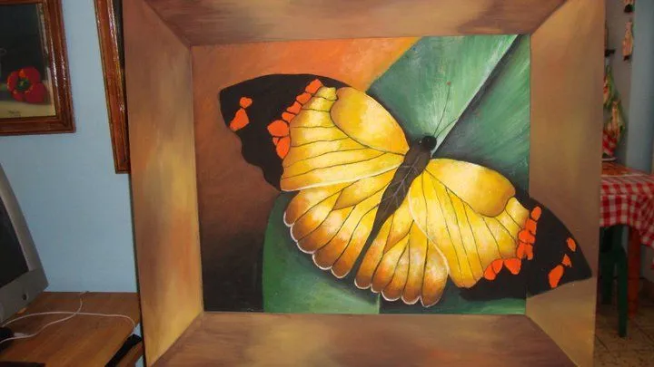 Mariposa sobre madera con textura y pintura acrílica | Cuadros ... Mariposa sobre madera con textura y pintura acrílica | Cuadros ...