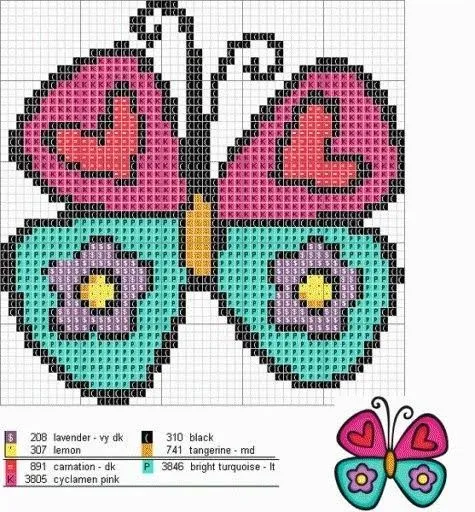 Mariposa en punto de cruz. | Ideas sencillas con Punto de Cruz ... Mariposa en punto de cruz. | Ideas sencillas con Punto de Cruz ...