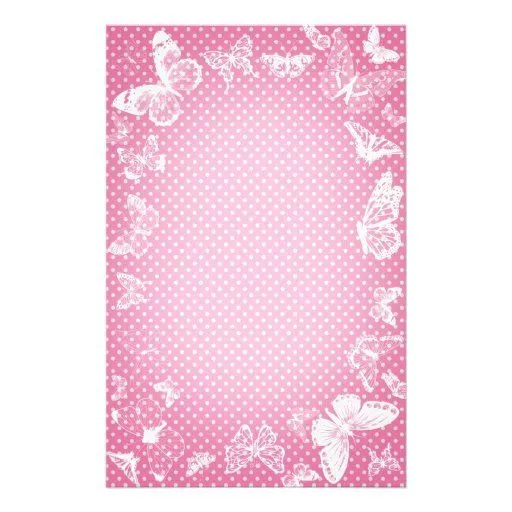 Mariposas blancas en fondo rosado punteado papeleria | Zazzle Mariposas blancas en fondo rosado punteado papeleria | Zazzle