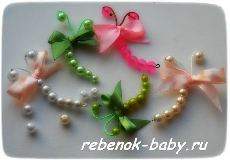 Mariposas con cintas y perlas | Bordado de Listón | Pinterest