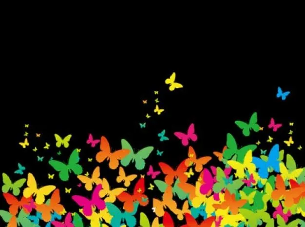 Mariposas de colores sobre fondo negro | Descargar Vectores gratis