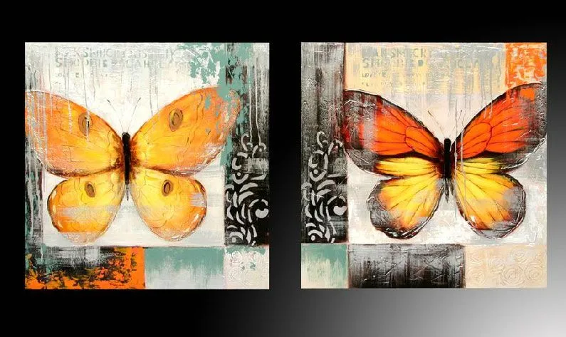 mariposas cuadros decoración naranjas amarillos