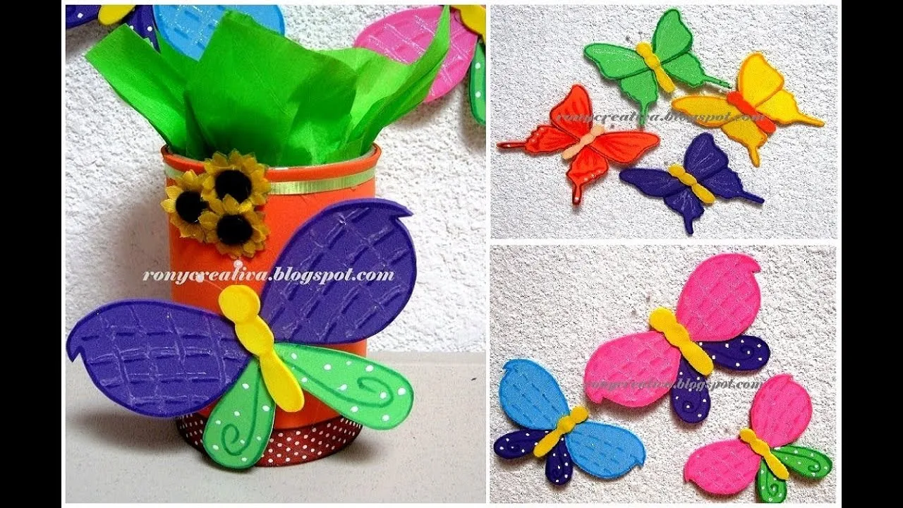 Cómo hacer mariposas de foamy o goma eva - Ronycreativa - YouTube Cómo hacer mariposas de foamy o goma eva - Ronycreativa - YouTube