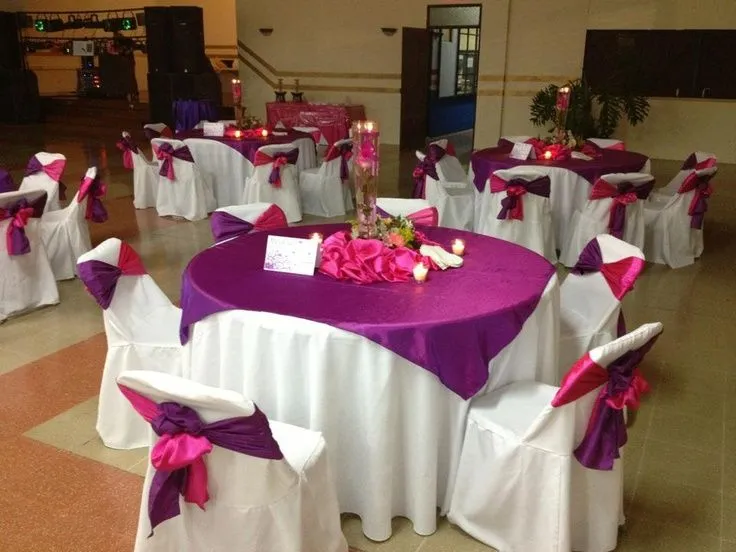 Decoración de 15 años en fucsia y morado - Imagui