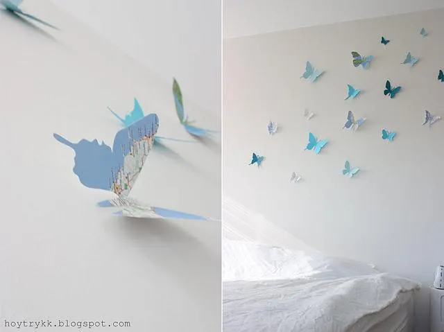 DECORA TU PARED CON MARIPOSAS Y MAPAS!!! | Decorar tu casa es ...